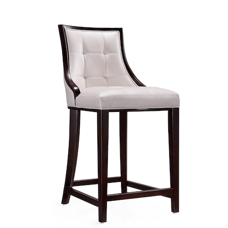 Manhattan Comfort Fifth Ave Counter Stool in Pearl White and Walnut CS012-PW